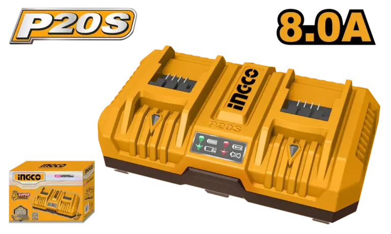 Зарядное устройство двойное 20 В, 8А INGCO FCLI2082 INDUSTRIAL
