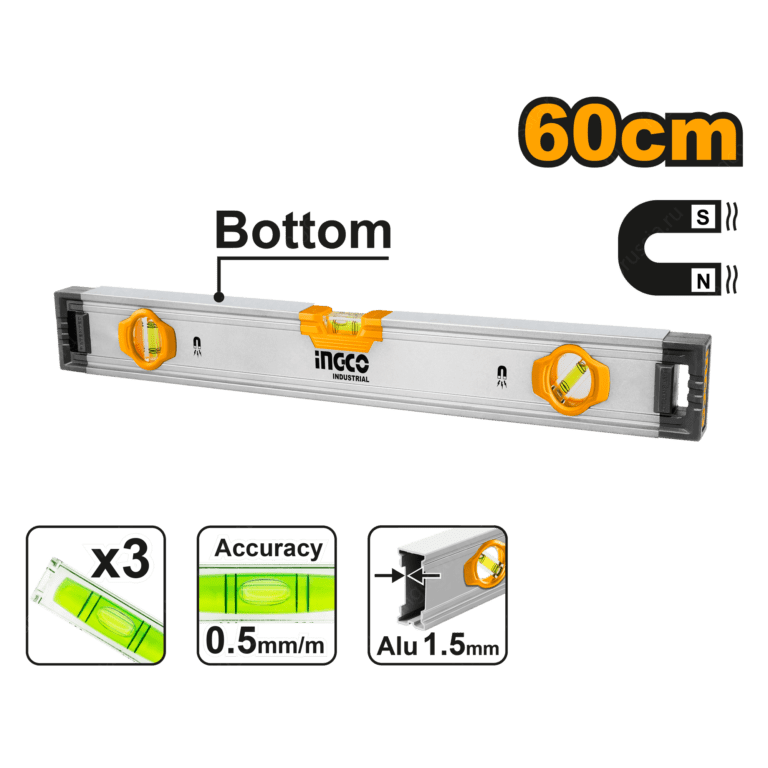 Уровень пузырьковый магнитный 60 см INGCO HSL38060M INDUSTRIAL