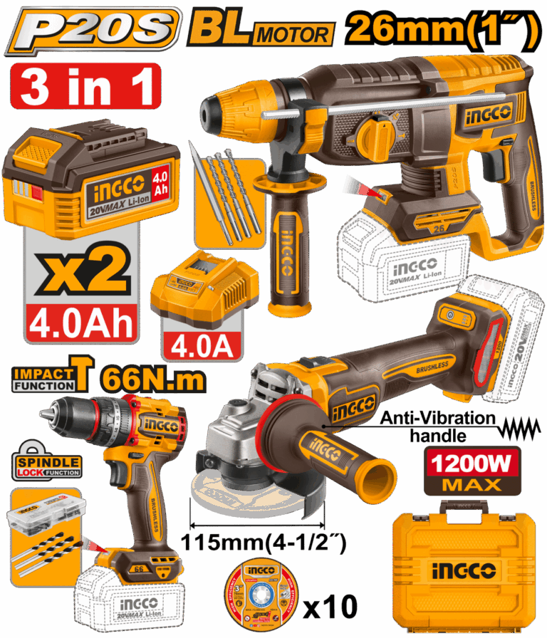 Набор аккумуляторного инструмента INGCO CKLI202598 INDUSTRIAL 20 В 3 шт.